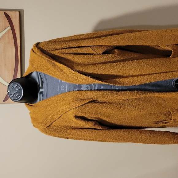 Forever 21 Longline Mustard Gold Duster Cardigan M - Picture 4 of 13